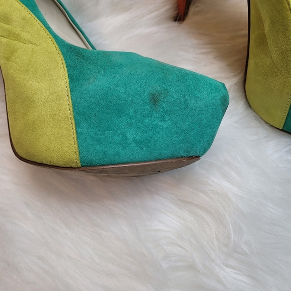 Qupid Green Orange Lime Green Six inch Heels - Picture 5 of 10